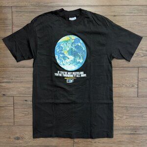 Hanes Beefy T Earth Day EDF Planet Graphic Black L